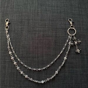 Chrome Hearts Silver Double Chain with Cross Charm